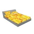 thumbnail image 2 of Ambesonne Yellow Flower Fitted Sheet & Pillow Sham Set, Lively Dasies, Full, Marigold Yellow, 2 of 2