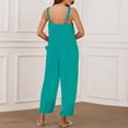 thumbnail image 4 of HAPIMO Wide Leg Cotton Linen Jumpsuit for Women Clearance Summer Relaxed Baggy Pocket Sleeveless Trousers Casual Button Workout Fashion Solid Sale Green, 4 of 9