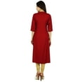 thumbnail image 4 of Bimba Women Red Kurti Solid Tunic 3/4 Sleeve Indian Chic Regular Custom Clothing, 4 of 7