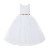 Ekidsbridal V-Back White Lace Flower Girl D… product image