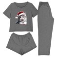 thumbnail image 2 of Fznquz Soft Christmas Pajamas for Adults Winter Loungewear Casual Tops and Shorts Pants Short Sleeve 3 Piece Women Lounge Set, 2 of 8