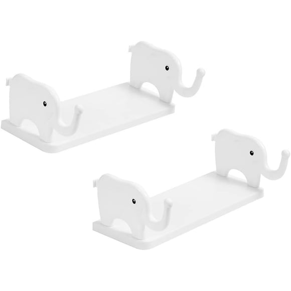 CURTEK 2 Pack Étagères Murales Flottantes Petites Haut-Parleurs Bluetooth Stents Muraux Étagère de Présentation Sans Perçage Support de Rangement Mural, pour Chambre Salle de Bain Salon Cuisine Décoration et Rangement Mural, Blanc