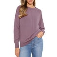 thumbnail image 2 of INSPIRE CHIC Women's Long Sleeve Crew Neck 2025 Fall Soft Basic Pullover Sweaters Top S Dusty Lavender, 2 of 6