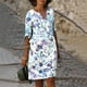 thumbnail image 1 of Puntoco Vestido De Manga Corta Con Cuello En V, Vestido Hasta La Rodilla Con Cuello En V Y Manga Corta Estampado Informal De Verano Para Mujer Blanco S, 1 of 5