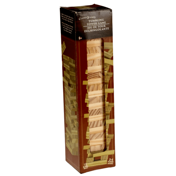 Klassique Logistics Tumbling Tower Stacking Game, Wood Multicolor, 72 Count