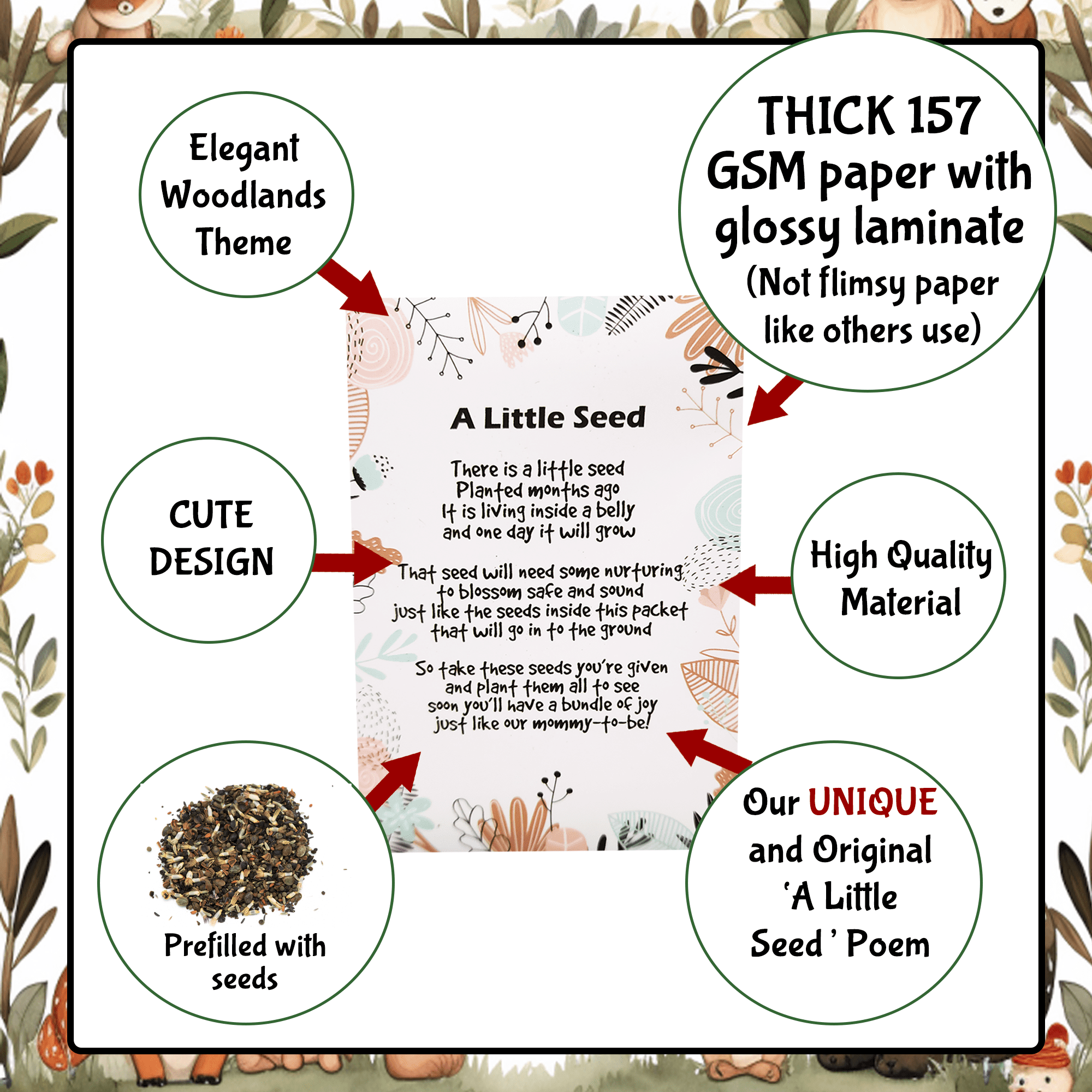50 PC Woodland Dusty Rose | Baby Shower Favors for Guests | 50 Wildflower Seed Packets | Bouquet Wildflower Mix | Non-GMO Seeds | Gender Neutral | Oh Baby | Gifts | Party Favors | Decorations