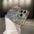 thumbnail image 1 of For iPhone 15 Pro Max Luxury Flash Glitter Flowers Square Plating Frame Phone Case For iPhone 11 12 13 14 Soft Protective Cover Silver Plating Case For iPhone 15 Plus, 1 of 6