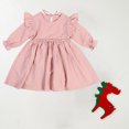thumbnail image 6 of FAIWAD Toddler Baby Girl Cotton Linen Dress Ruffle Long Sleeve Solid Color Casual Spring Dresses, 6 of 6