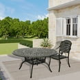 thumbnail image 2 of Mondawe 59" Cast Aluminum Round Table Retro Dining table with 2-inch Umbrella Hole, 2 of 7