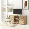 thumbnail image 2 of JUMMICO TV Stand, 65 Inch TV Farmhouse Entertainment Center with Double Barn Doors and Storage Cabinets, Console TV Table Media for Living Room, Bedroom (Pale Yellow), 2 of 9