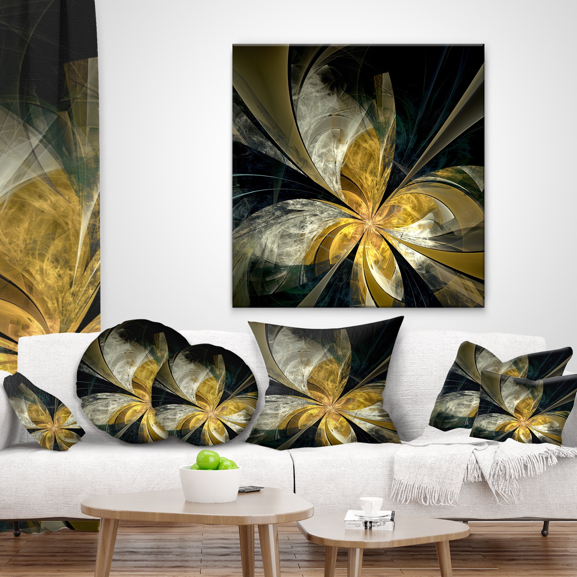 Designart 12" x 20" Contemporary, Modern Black Polyester Throw Pillow