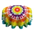 thumbnail image 4 of Tie Dye Rainbow Concentric Circles Pattern Round Tablecloth 60"x60",Wrinkle Wipeable Table Cloth for Kitchen Dining Room Picnic Patio Party, 4 of 6