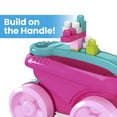 thumbnail image 4 of MEGA BLOKS Fisher-Price Pink Block Scooping Wagon Building Toy (21 Pieces) for Toddler, Plastic, 4 of 7