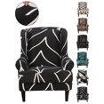 thumbnail image 1 of KBOOK Wing Chair Covers 2-Piece Wingback Armchair Chair Slipcovers Sofa Covers Furniture Protector, Black, 1 of 5