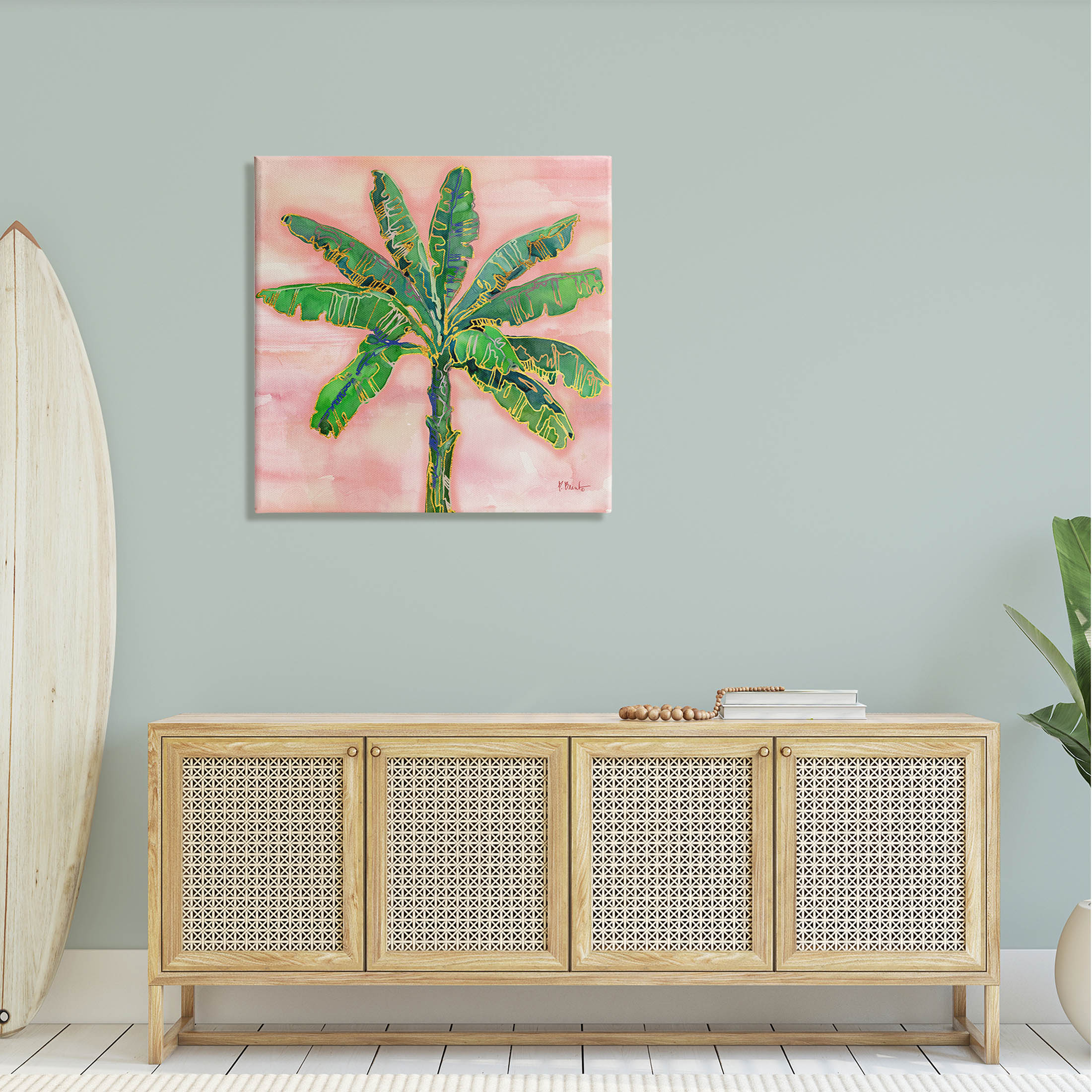 Tropical Nature Palm Sunrise Botanical & Floral Graphic Art Gallery Wrapped Canvas Print Wall Art