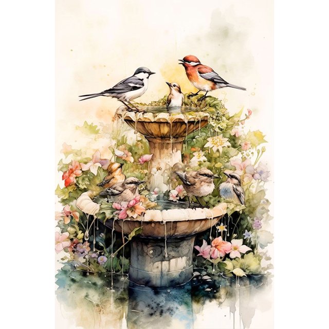 5D DIY Con Taladro Pájaros Jugando en Una Primavera 40x60cm