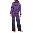 thumbnail image 4 of Garronmavis Christmas Women's Pajama Set Long Sleeve Button Down Shirt & Pants V-Neck Cozy Sleepwear 2 Piece Lounge Set Xmas Clothes, Blue, 4 of 7