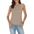 thumbnail image 5 of COCCKO Tank Top for Women 2026 Summer High Neck Sleeveless Striped Shirt Button Hollow Back Fitted Knit Camisole Tops, 5 of 7