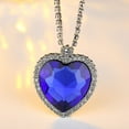 thumbnail image 5 of Guodhu Ocean Heart Jewelry Set - Blue Sapphire Heart Necklace & Stud Earrings, Silver CZ Diamond Earrings , Wedding/Anniversary Bridal Gifts, 5 of 5