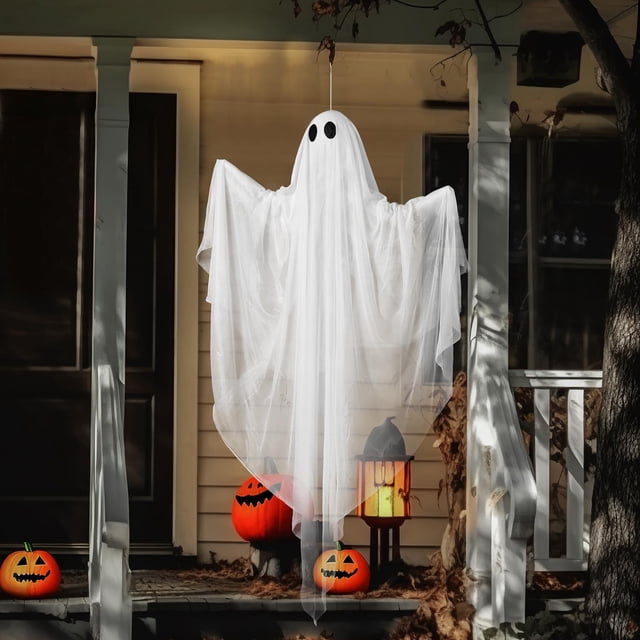 AKEGAMN Clearance! Halloween Hanging Lights With Multi Color LED Lights 47 Inch White Halloween Hanging Decorations For Front Yard Patio Garden Decorations Indoor Outd Halloween Hanging Lights With