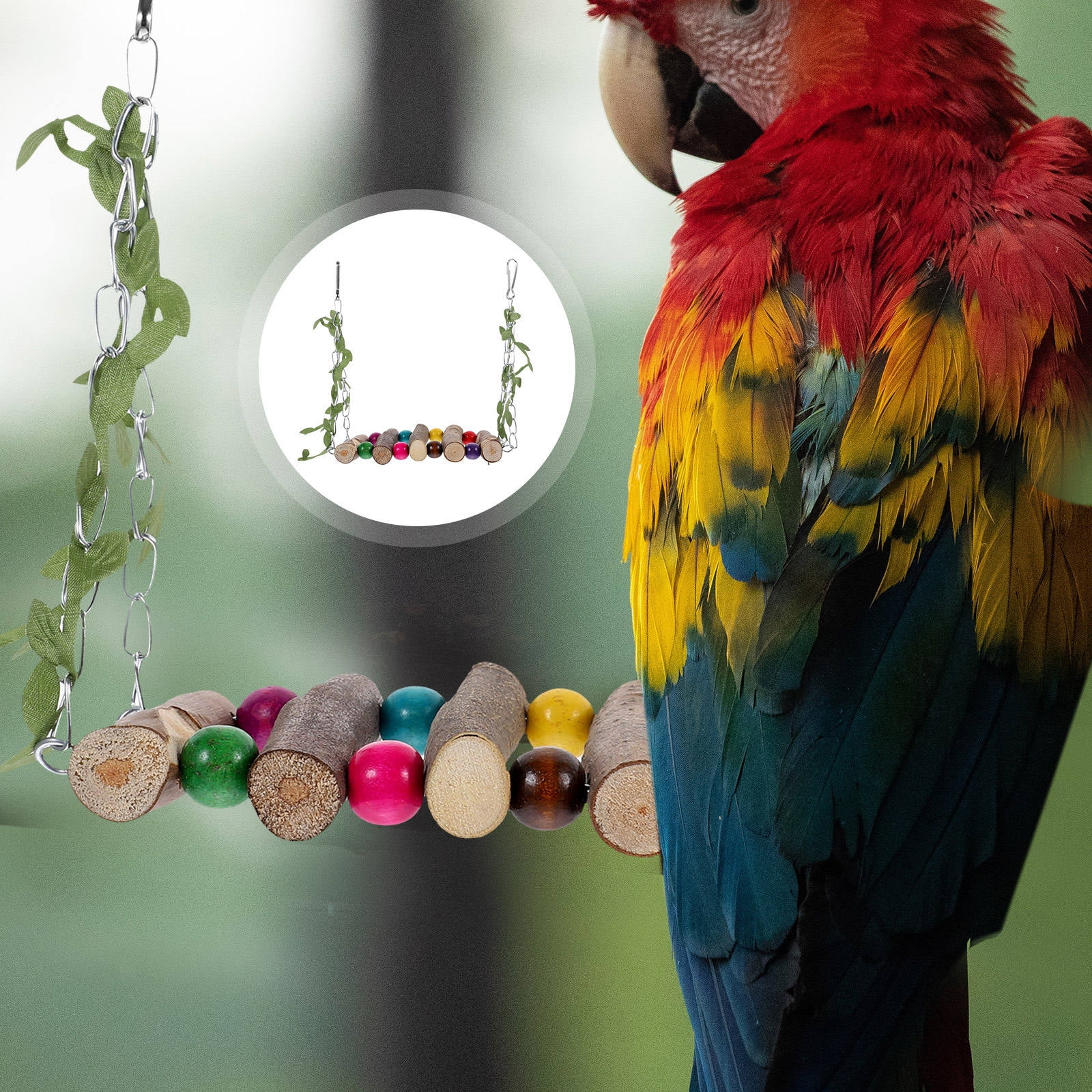HINTRMENT Wooden Parrot Swing Bird for Household Use, Sturdy Wear Resistant