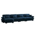 thumbnail image 5 of Convertible Deep Seat Sofa with Ottoman, Upholstered Sectional Sofa Couches with Armrests and Throw Pillows, 4 Seater Sofa for Living Room, Office, Apartment, Comfy L shaped couch, Blue, 5 of 6