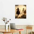 thumbnail image 2 of GOSMITH Cowboys On Horseback Wrangling Horses On Dusty Ranch Western Lasso Horse Farm Animals Moody Sepia Style Photo Photograph Cool Wall Decor Art Print Poster, 2 of 4