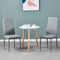 thumbnail image 2 of Lowestbest 4Pcs Modern Leather Dining Chairs, Chairs with Cushion High Back Metal Legs, Side Chairs for Kitchen Living Room Bedroom Furniture, Grey, 2 of 10