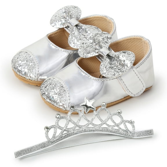 Infant Baby Girls Soft Sole Bowknot Princess Wedding Dress Mary Flats Prewalker Newborn Baby Sneaker Shoes 0-18M