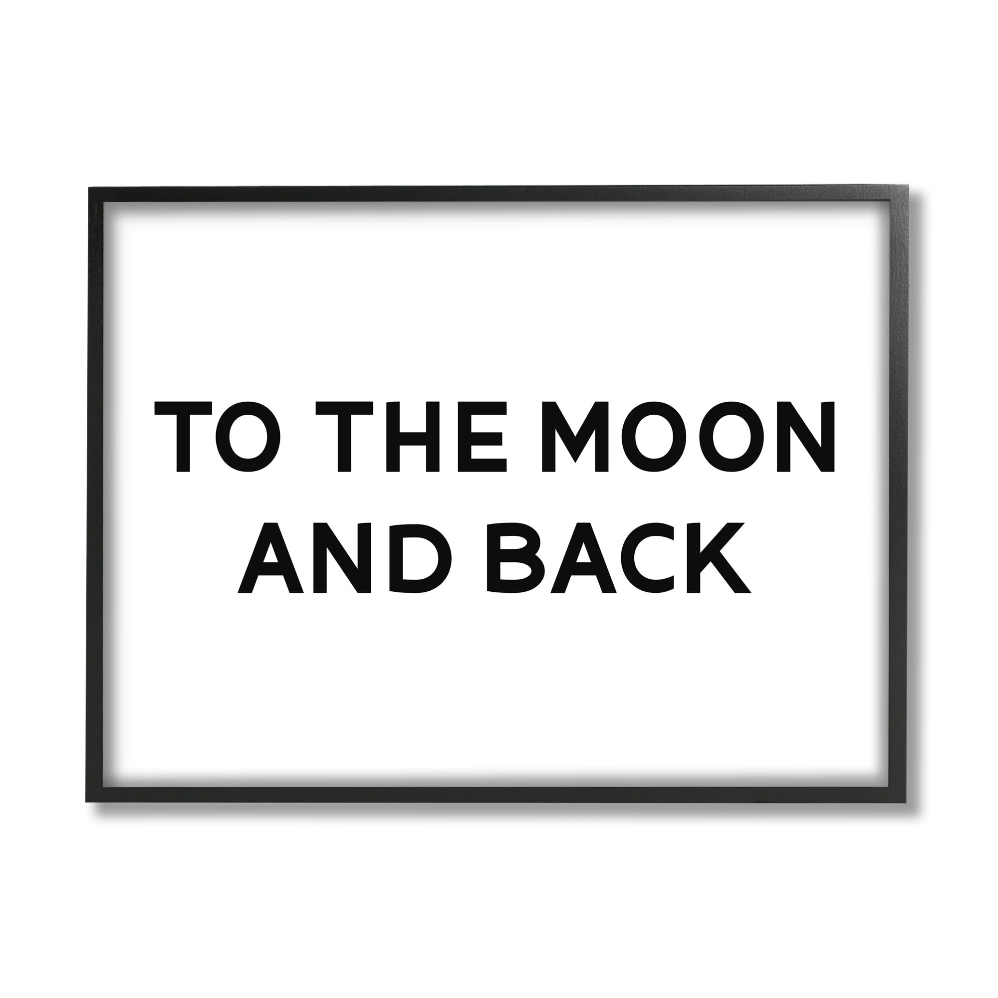 Stupell Industries To The Moon and Back Phrase Minimal Typography Graphic Art White Framed Art Print Wall Art, 30x24, by Daphne Polselli