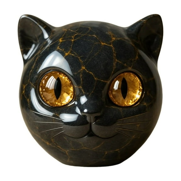 Desktop Ornament Stone Sculpture – Elegant Home Décor Black Tiny Cat Statue Cats Figurines for Desk Lovers Ready Art Piece