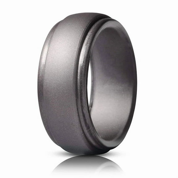 Dark Gray Silicone Wedding Ring Band Men Woman Temporary Rubber Flexible Gym