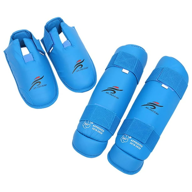 Protectores de empeine y espinilla, protector de pierna, soporte acolchado para tobillo y pierna, protector de pie para Azul
