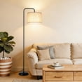 thumbnail image 7 of DAYBETTER Floor Lamp for Living Room, Tall Standing Lamp with 3 Color Temperatures, 850 Lumens LED Bulb, Foot Switch, Modern Metal Pole with White Shade for Bedroom, Office (Black), 7 of 7