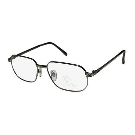 New Paolo Gucci 8112 Mens/Womens Designer Full-Rim Gunmetal / Gold 21k Gold Plated Fashionable Male Hip Frame Demo Lenses 54-16-140 Eyeglasses/Eye Glasses