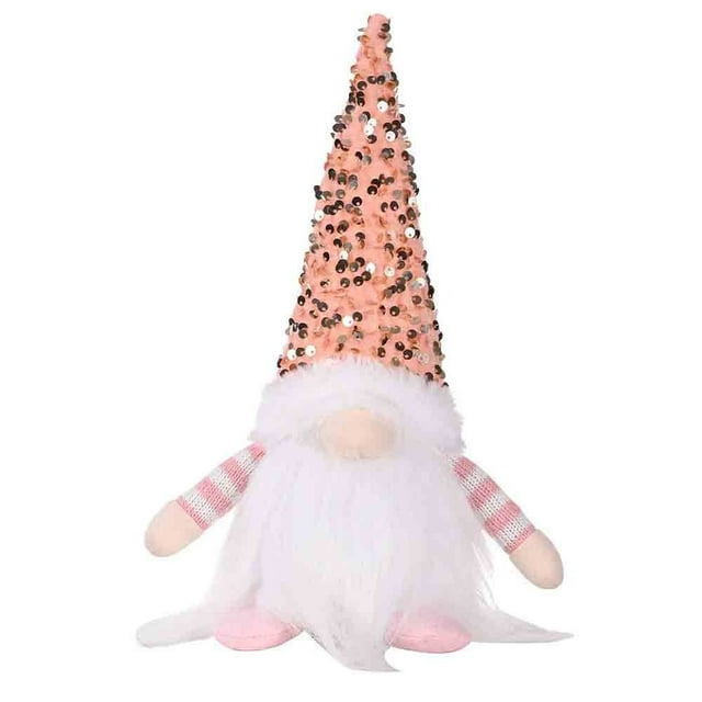 Kids Elf LED Light Pendants Christmas Decoration Gnome Plush Doll Xmas Ornaments Hanging Decorations PINK