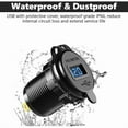 thumbnail image 3 of Waterproof Dual USB Car Charger QC3.0, 12V/24V 36W with LED Voltmeter for Cars, ATV, Bus - Blue, 3 of 5