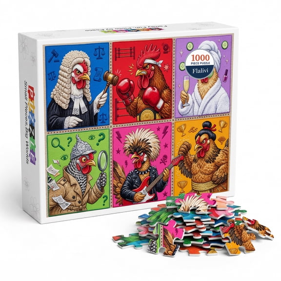1000 Piece Jigsaw Puzzle - Champion Warrior Rooster, Thick Cardboard Precision Cut Puzzle, Vibrant Victory Art for Adults, Home Decor Gift