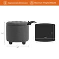 thumbnail image 5 of Furniliving Modern Upholstered Round Storage Ottoman Linen Footrest Stool Ottoman Bench, DarkGray, 5 of 13