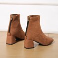 thumbnail image 6 of French Minimalist Stretch Suede Ankle Boots For Women Square Toe Rear Zipper Chunky Block Heel Slim Fit Elegant Casual Autumn Winter Short Dress Booties, 6 of 8