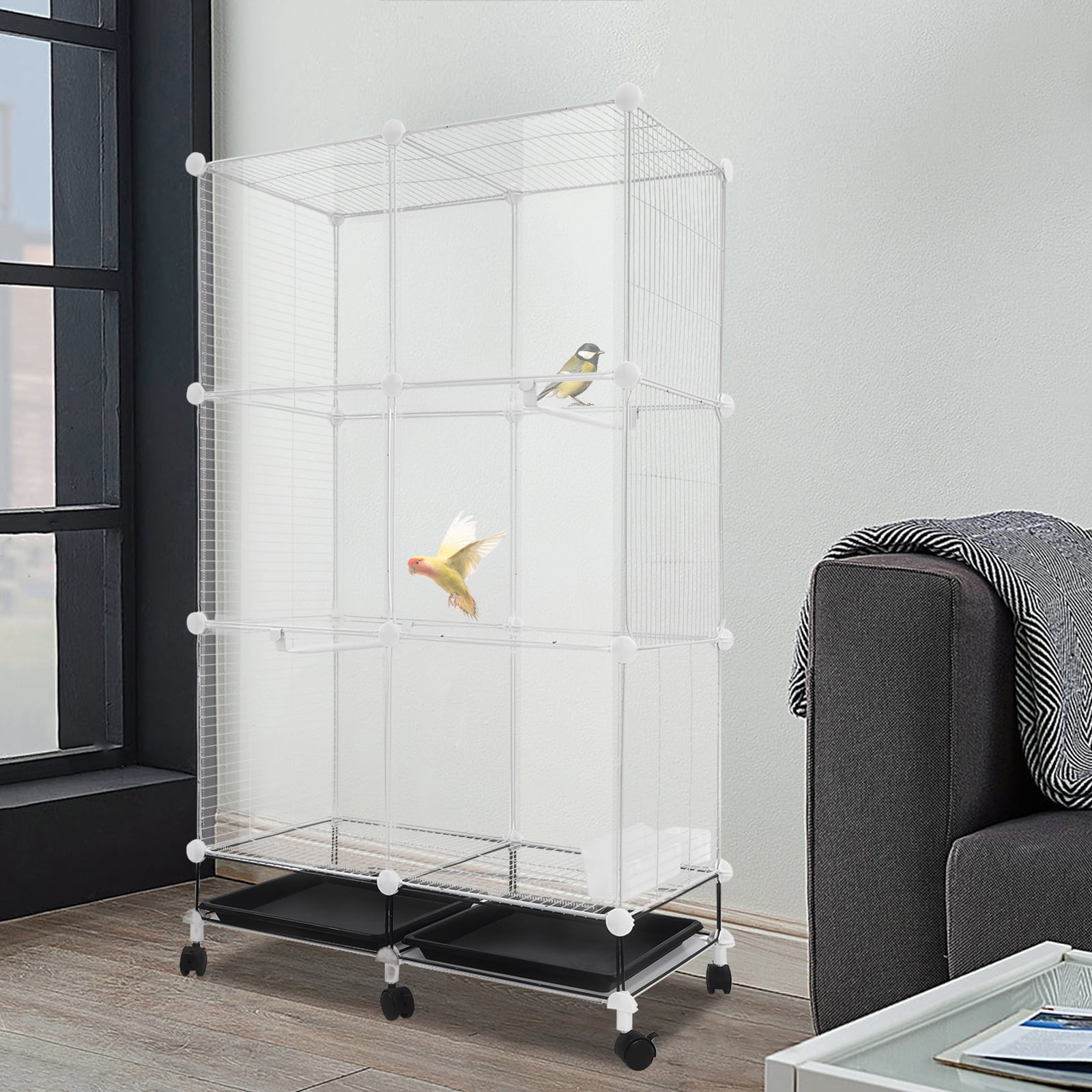 Bird Cage, Freestanding Bird Cage, Bird Cage with Universal Wheels For Mid-Sized And Small-Sized Birds, Such As Canaries, Parrots