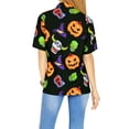 thumbnail image 4 of HAPPY BAY Women's Beach Hawaiian Blouse Shirt Spooky Pumpkin Print Tops Short Sleeve Button Down Holiday Party Halloween Costumes Shirts for Women S Smokey Devil Skulls, 4 of 5