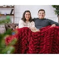 thumbnail image 2 of Chanasya Ruched Royal Faux Fur Throw Blanket - Fuzzy Plush Elegant Blanket for Sofa Chair Couch and Bed with Reversible Velvet Blanket (50x65 Inches) Maroon, 2 of 3