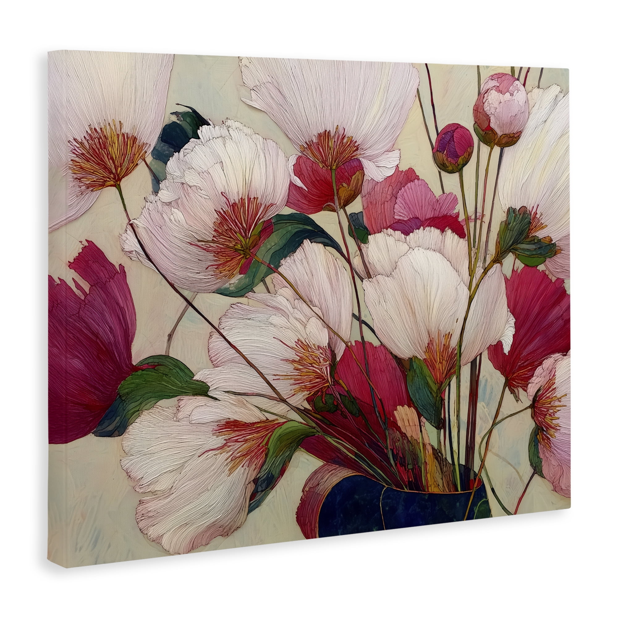 Lush Haiku Pink & White Flowers Canvas Wall Art, design by Annabelle Hall