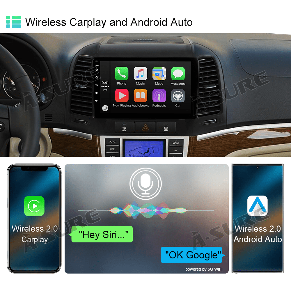 13.1" QLED Android Car Stereo With CarPlay & Android Auto - For Hyundai Santa Fe 2000-2012, Octa Core