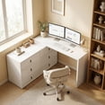 thumbnail image 2 of HOMCOM L Shaped Computer Desk with 6 Drawers White Wood Grain, 2 of 10