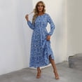 thumbnail image 2 of OVINYER Dress Women Casual Long Sleeve Floral Printed Ruffle Flowy Temperament Long Dress Flowy Boho Dresses, 2 of 7