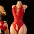 thumbnail image 2 of AESKEIA Women's Elegant Lace Trim Comfort Bodysuit For Women Flattering Contour Fit Lingerie One Piece Red XL, 2 of 8