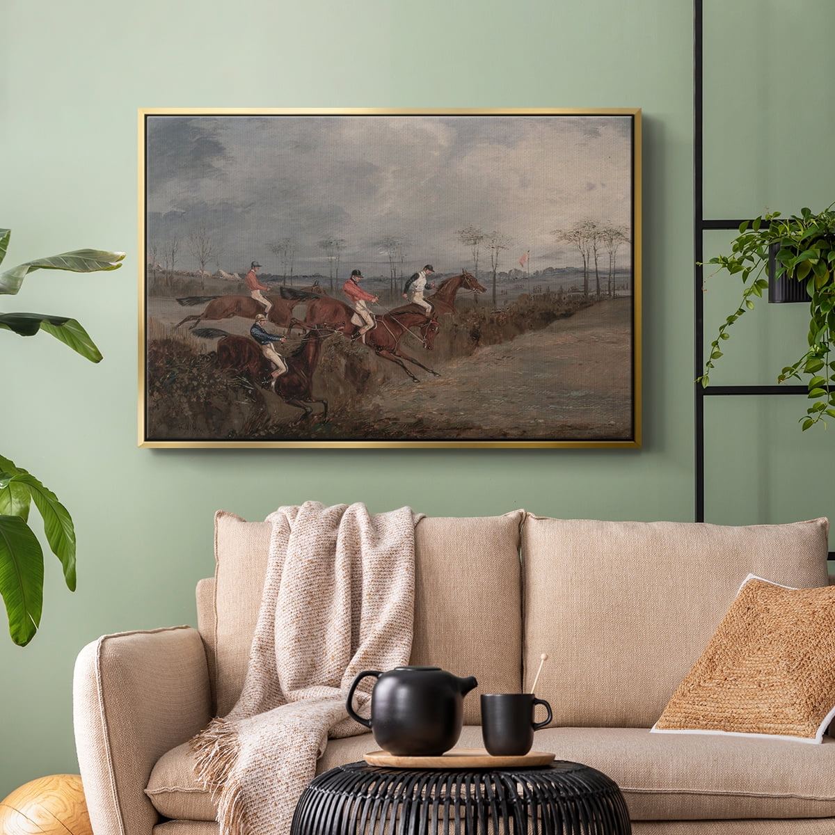 Vintage Animal Print-XXXI By Wexford Home Framed in Gold Wood Gallery Wrapped Canvas 25 in. x 37 in.