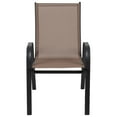 thumbnail image 4 of Merrick Lane Set of 4 Metal Stacking Patio Chairs with Brown Flex Comfort Material, 4 of 14